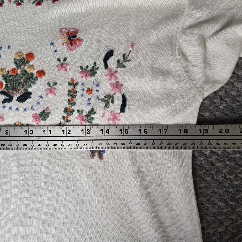 Lang-Chen Vintage Floral Embroidered Short Sleeve Knit‎ Sweater - "Size Free" - Picture 5 of 8